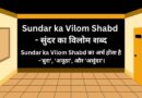 Sundar ka Vilom Shabd - सुंदर का विलोम शब्द
